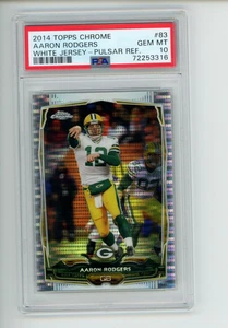 Camiseta deportiva Topps 2014 cromada Aaron Rodgers #83 Silver Pulsar Refractor blanca PSA 10 - Imagen 1 de 2