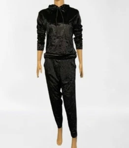 Womens Velvet Hoodie Set Black Size M - Picture 1 of 3