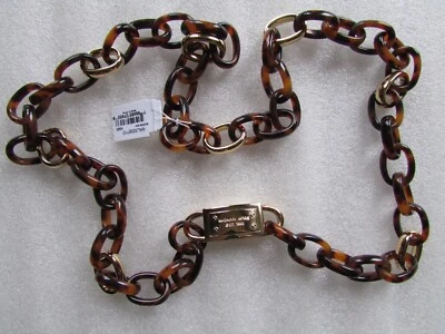 Michael Kors Necklace Tortoise Links Logo Plaque Lightweight New $165 - Image 1 of 4