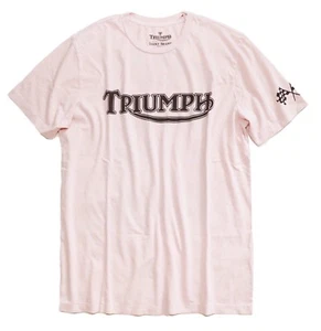 Lucky Brand Herren L - Neu mit Etikett - hellrosa Triumph Motorrad Geschwindigkeitsrekord Baumwolle T-Shirt - Bild 1 von 3