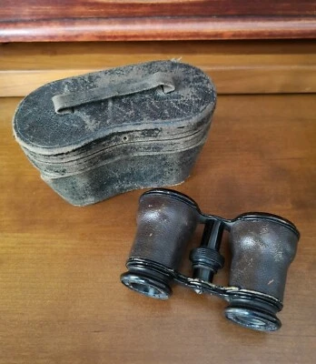 Ancienne Paire de Jumelles DUCHESSE Théâtre Opéra Cuir Étui Vintage Ancien - Photo 1/4