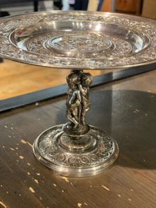 Antique Napoleon III Style Silver Bronze Cup Richly Decorated Footed Rare 19th - Picture 1 of 9