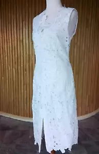 NWOT Gorgeous David Lawrence White Lace Midi Dress 12 - Picture 1 of 9