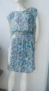 Esprit DRESS PRINT DRESS Flower Tie Belt 36 New Knee Country Sleeveless Summer Dress - Picture 1 of 6