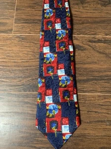 Rare vintage Ermenegildo Zegna Blue/Red/Gold abstract soft silk tie 57.5x3.2 - Picture 1 of 2