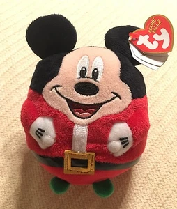 Disney TY Mickey Mouse Santa Claus Beanie Ballz Plush - Picture 1 of 7