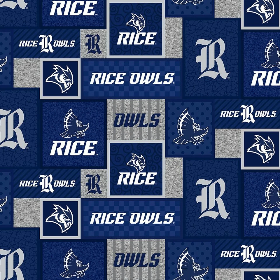 Rice University Owls Patchwork Fleece Fabric-Fleece Blanket Fabric - Image 1 of 1