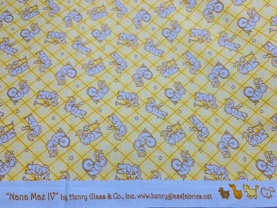 1930s Repro Novelty Elephants Juvenile Novelty NANA MAE Cotton Fabric H Glass FQ - Image 1 of 3