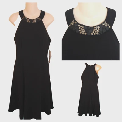 NWT New $99 EVAN PICONE Womens Size 8 Black Dress Halter Party Formal PrettyNeck - Image 1 of 4