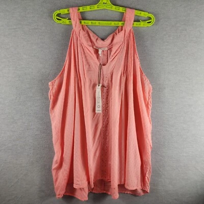 Solitaire Blouse Womens 3X Peach Orange  Eyelet Accent Sleeveless Tunic Foto 1 de 4