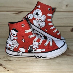 Converse Peanuts Chuck Taylor All Star High PS 'Snoopy And Friends Youth 2 EUC - Picture 1 of 14