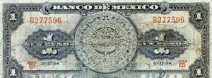 México: 1 Peso 10.11.1954 - Imagen 1 de 2