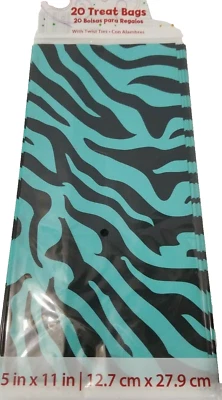 Bolsas de golosinas de fiesta de cumpleaños para violonchelo a rayas de cebra - negras y azules - nuevas de 20 quilates Foto 1 de 4