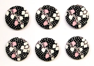 6 Floral Print Cotton covered buttons ADDS COLORFUL ACCENT TO OUTFITS 7/8" SHARP - Picture 1 of 11