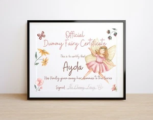 Dummy Fairy Certificate - A4 Personalised keepsake - fun print - Picture 1 of 2