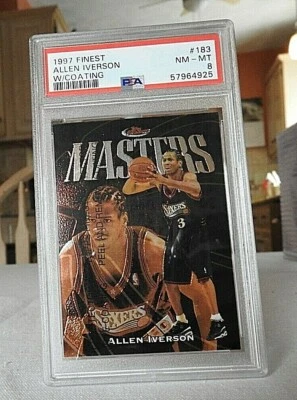 Allen Iverson Philadelphia 76ers 1997-98 Finest #183 w/Coating Sixers PSA 8 nmmt - Image 1 of 3