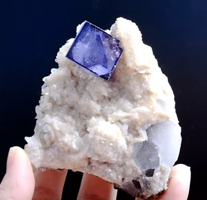 190g Natural Window Purple Fluorite &Crystal Mineral Specimen/Yaogangxian China - Picture 1 of 11