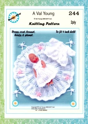 DAISY-MAY DOLLS KNITTING PATTERN no 244 for a small 4inch doll. A Val Young pattern