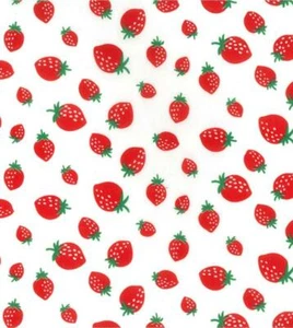 Printed Polycotton Craft Fabric Material - STRAWBERRIES ON IVORY - Picture 1 of 2