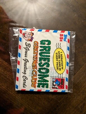 Tarjetas de felicitación horripilantes 1992 10 selladas de fábrica paquete de 3 tarjetas Topps Foto 1 de 2