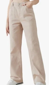 WDIRARA Elastic Waist Wide Leg Ripped Jeans Denim Pants- Khaki Size 13Y - Picture 1 of 4