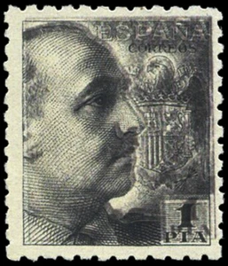 España 1939. Franco Edifil xx 930 ed. 1 Pta.(Doble impresion muy acentuada) Lujo - Imagen 1 de 1