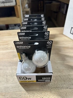 48-PK Feit Electric 60-Watt Equivalent G16.5 Globe Dimmable LED Bulbs…. - Image 1 of 3