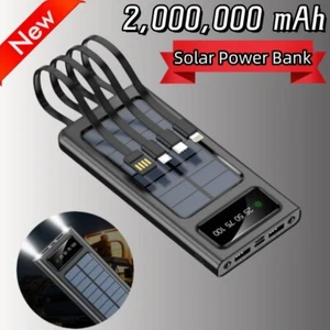 Solar Power Bank 2000000mAh Portable Mini Battery Backup Fast Charging Outdoor - Picture 1 of 12