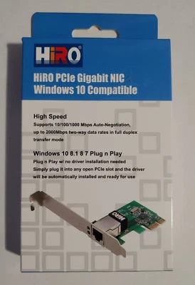 HiRO H50218 1000M PCI Express PCIe PCI-E x1 Gigabit Ethernet Card Win 11 10 (R) - Image 1 of 4