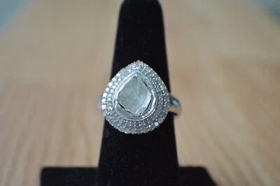 Anillo de platino/diamante natural POLKI de 1,00 quilates sobre plata de ley talla 7 Foto 1 de 4