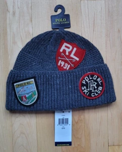 Polo Ralph Lauren grau TIGER P FLÜGEL Schädel Beanie Mütze 67 FUSSBALL VARSITY NEU MIT ETIKETT - Bild 1 von 6