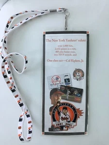 New York Yankees Cal Ripken Jr Salute 2001 Lanyard Ticket Souvenir - Picture 1 of 4