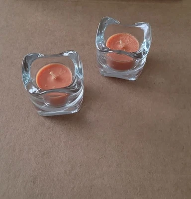 Glass Tea Light Candle Holder. Set of 2. Used. Great Condition - Image 1 of 4