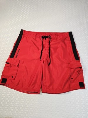 Maui Rippers Red Black Cargo Pocket Board Shorts Size 42 Microfiber Polyester - Image 1 of 4