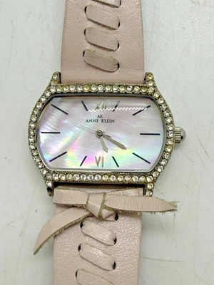 Anne Klein Women's Watch 10/6459 Pink Corset Like Leather Band Mother of Pearl - Image 1 of 4