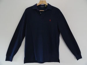 RALPH LAUREN MEN's CUSTOM SLIM FIT NAVY BLUE LONG SLEEVE POLO SHIRT SIZE M 40" - - Picture 1 of 6