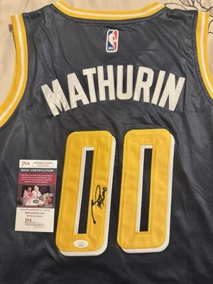 Bennedict Mathurin Autographed Signed Indiana Pacers Jersey Autographed JSA COA - Image 1 of 4
