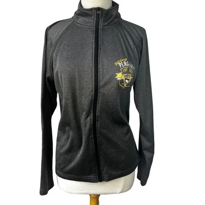 Pittsburgh Penguins Hockey Full Zip Jacket Womens Small Gray NHL Fleece Lined - Image 1 of 4