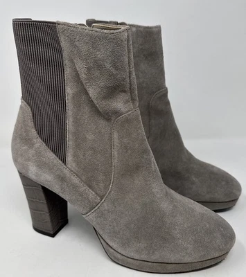 Donald Pliner Labell Grey Suede Covered Block Heel Platform Bootie Sz. 9 - Image 1 of 4