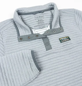 L.L.Bean Airlight Pullover Sweatshirt Women's Medium Quilted Snap Pockets Gray - Picture 1 of 11