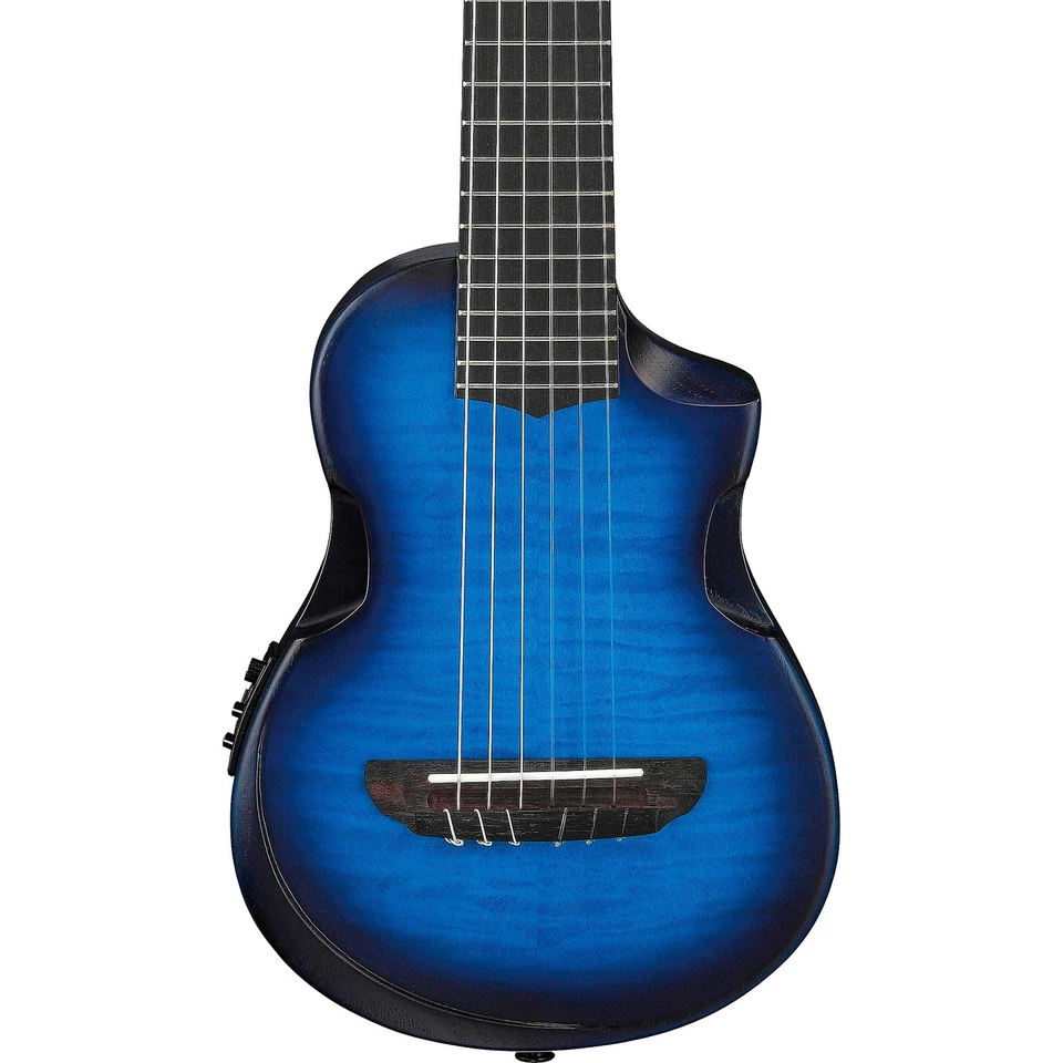 Ibanez AUP10FMNE Flamed Maple 6-String A/E Tenor Ukulele, Trans Blue Sunburst - Image 1 of 4