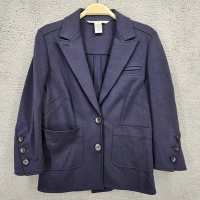 Jaqueta Blazer Feminina Diane von Furstenberg DVF Azul Marinho Malha Tamanho 10 - Imagem 1 de 4