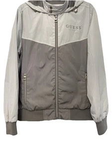 Guess Los Engeles Woman’s Hooded Rain Jacket Wind 2 Tone Gray Size S - Picture 1 of 6