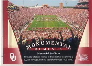 2011 Upper Deck University of Oklahoma Football Monumental Moments Stadium - Picture 1 of 1