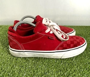 Vans Atwood Skateboard Shoes Mens Size 9 Red Checkered Canvas Low Top Sneakers - Imagen 1 de 8