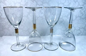 4er Set Qualia Helix Gold Kristall Weinkelche Goldränder & Stiel Akzentringe - Bild 1 von 6