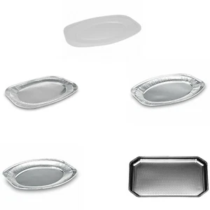 Einweg Party Servierteller Servierplatte Catering Kanapee EPS Alu 33-55 cm weiß - Bild 1 von 19