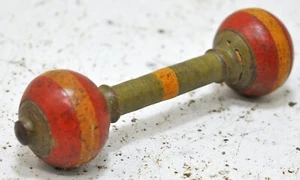 Antique Wooden Baby Rattle Toy Original Old Hand Crafted Lacquer Painted - Picture 1 of 7