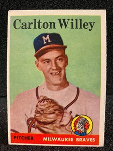 1958 TOPPS BASEBALL #407  - CARLTON WILLEY - MILWAUKEE BRAVES - EXC NMT