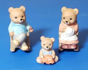 Vintage Homco Keramik Bären in Schaukelstühlen 3er Set # 1470 - Bild 1 von 7